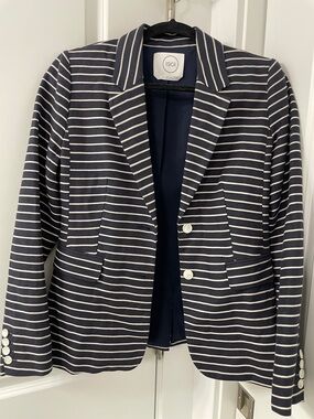 1901 Navy and White Horizontal Stripe Blazer